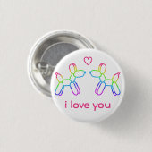 Rainbow Ballon Dogs Button "I Love You" (Voorkant /achterkant)