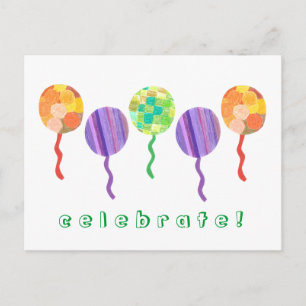 Rainbow ballon verjaardagsfeestje uitnodiging briefkaart
