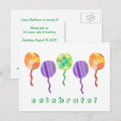 Rainbow ballon verjaardagsfeestje uitnodiging briefkaart (Voorkant / Achterkant)