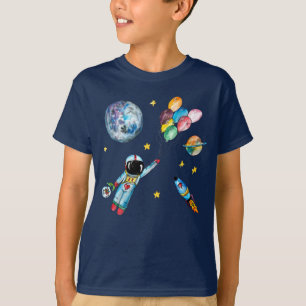 Rainbow-ballonnen Waterverf van de Raketruimte voo T-shirt