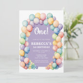 Rainbow Balloon Arch Any Age Birthday Kaart (Staand voorkant)