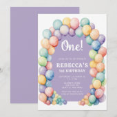 Rainbow Balloon Arch Any Age Birthday Kaart (Voorkant / Achterkant)