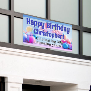 Rainbow Balloon Arch Custom Happy Birthday Party Spandoek