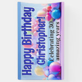 Rainbow Balloon Arch Custom Happy Birthday Party Spandoek (Verticaal)