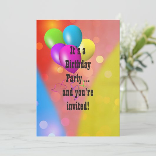 Rainbow Balloon Bokeh uitnodigen Kaart (Staand voorkant)
