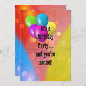 Rainbow Balloon Bokeh uitnodigen Kaart (Voorkant / Achterkant)