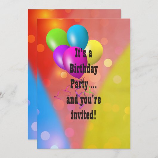 Rainbow Balloon Bokeh uitnodigen Kaart (Voorkant / Achterkant)