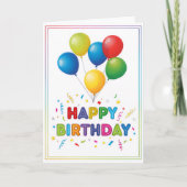 Rainbow Balloon Celebration – Happy Birthday Card Kaart (Voorkant)
