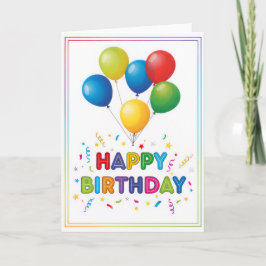 Rainbow Balloon Celebration – Happy Birthday Card Kaart