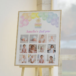 Rainbow Balloon Verjaardag Foto Mijlpaal teken Poster