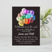 Rainbow Balloons Baby shower Uitnodiging (Staand voorkant)