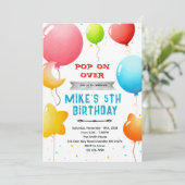 Rainbow Balloons Birthday Invitation Kaart (Staand voorkant)