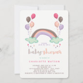Rainbow & Balloons Cute Whimsical Girl Baby Shower Kaart (Voorkant)