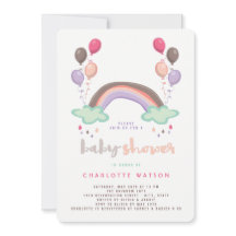 Rainbow & Balloons Cute Whimsical Girl Baby Shower