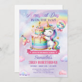 Rainbow Balloons Eenhoorn Roze meisjes derde Verja Kaart (Voorkant / Achterkant)