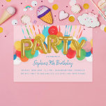 Rainbow Balloons Kids Birthday Party Invitation Kaart<br><div class="desc">Pas het aan voor het verjaardagsfeest van uw kind door lettertypen en achtergrondkleuren te wijzigen, met detailgebied op de achterkant, of een foto te wissen en te uploaden. Achtergrondkleuren en alle lettertypen kunnen worden bewerkt. Als u een digitale versie wilt, ga dan naar Greenvelope waar het is gelicentieerd voor digitaal...</div>