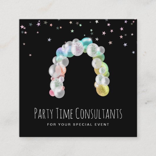 *~* Rainbow Balloons Party Event Planner Vierkante Visitekaartje (Voorkant)