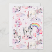Rainbow Balloons Unicorn Baby Shower Party Girl Kaart (Achterkant)