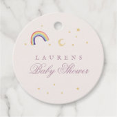 Rainbow Balloons Unicorn Pink Baby Shower Girl Bedankjes Labels (Voorkant)
