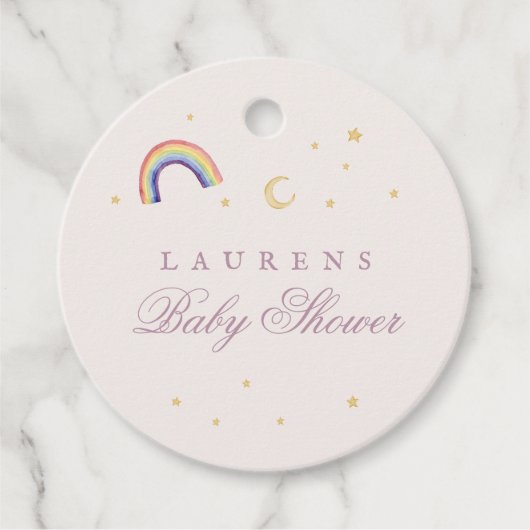 Rainbow Balloons Unicorn Pink Baby Shower Girl Bedankjes Labels (Voorkant)