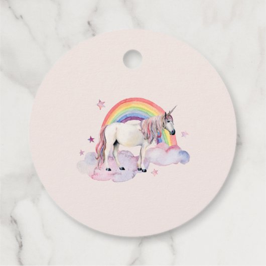Rainbow Balloons Unicorn Pink Birthday Party Girl Bedankjes Labels (Achterkant)