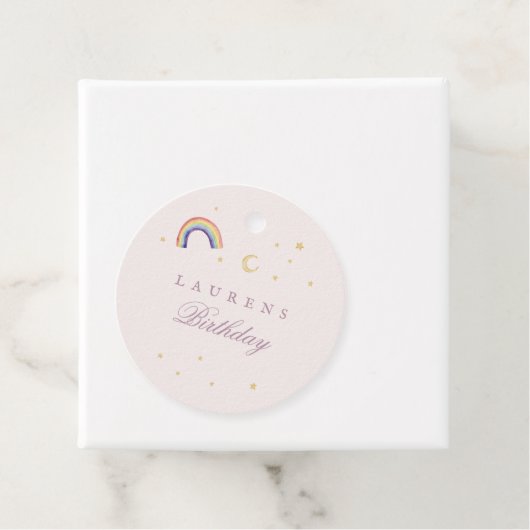 Rainbow Balloons Unicorn Pink Birthday Party Girl Bedankjes Labels (In situ)