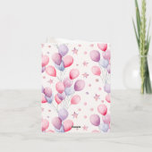 Rainbow Balloons Unicorn Pink Birthday Party Girl Bedankkaart (Achterkant)