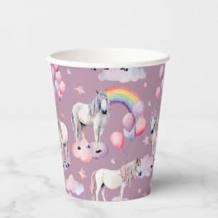 Rainbow Balloons Unicorn Pink Birthday Party Girl Papieren Bekers