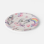 Rainbow Balloons Unicorn Pink Birthday Party Girl Papieren Bordje (Gekanteld)