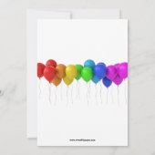 Rainbow Balloons Verjaardag uitnodiging Roze (Achterkant)