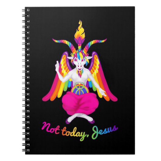 Rainbow Baphomet not Today Jesus Kawaii Hail Satan Notitieboek (Voorkant)