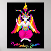 Rainbow Baphomet not Today Jesus Kawaii Hail Satan Poster (Voorkant)