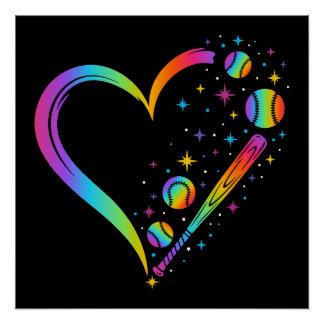 Rainbow Baseball Perfect Poster
