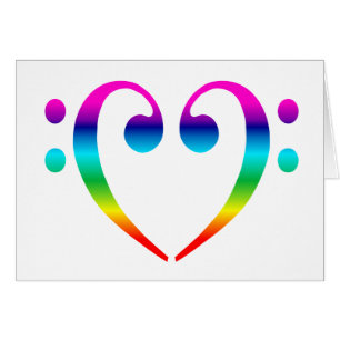 Rainbow Bass Clef Heart