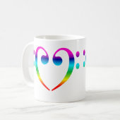Rainbow Bass Clef Heart Koffiemok (Voorkant links)