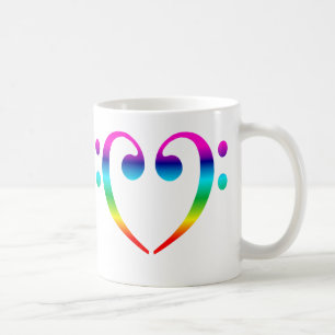 Rainbow Bass Clef Heart Koffiemok