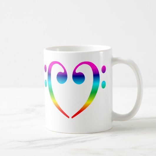 Rainbow Bass Clef Heart Koffiemok (Rechts)