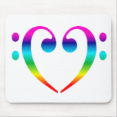 Rainbow Bass Clef Heart Muismat (Voorkant)