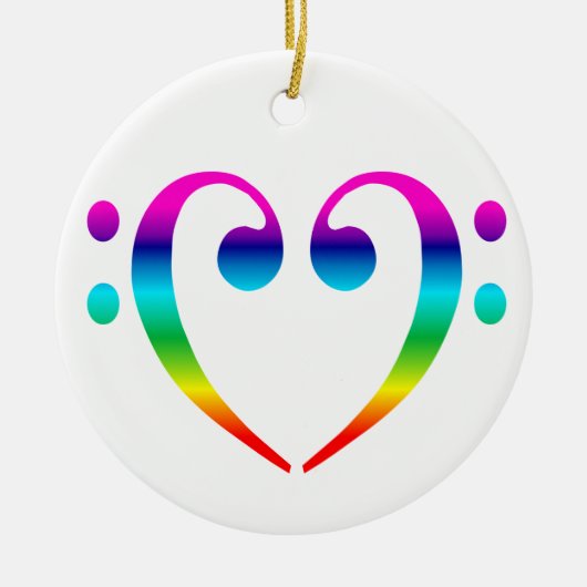 Rainbow Bass Clef Heart Ornament (Voorkant)