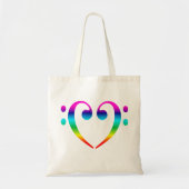 Rainbow Bass Clef Heart Tote Bag (Voorkant)