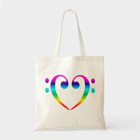 Rainbow Bass Clef Heart Tote Bag (Voorkant)