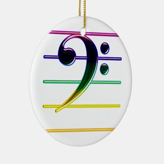 Rainbow Bass Clef Music Note Keramisch Ornament (Rechts)