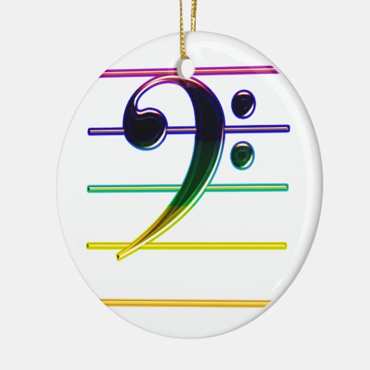Rainbow Bass Clef Music Note Keramisch Ornament (Links)
