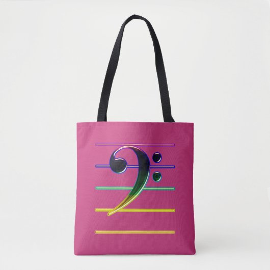 Rainbow Bass Clef op Roze Tote Bag (Voorkant)
