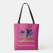 Rainbow Bass Clef op Roze Tote Bag (Achterkant)