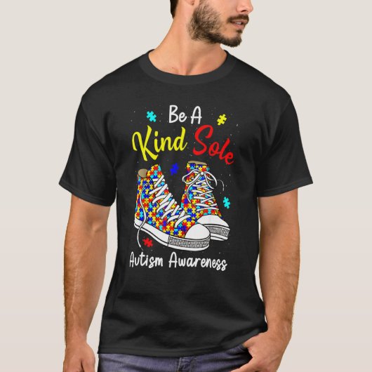 Rainbow Be A Kind Sole Autisme Bewustzijns Puzzel T-shirt (Voorkant)