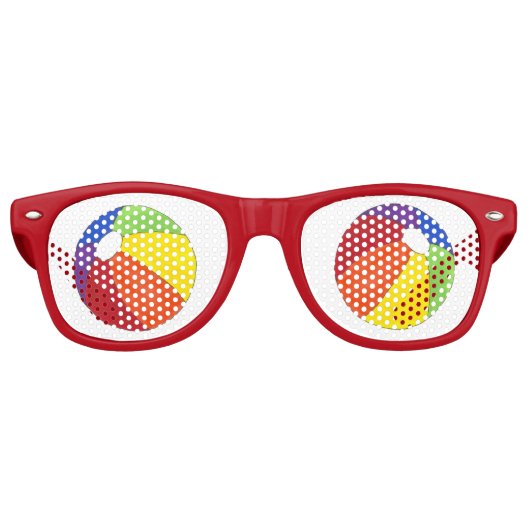 Rainbow Beach Ball Beachball Summer Party Shades Retro Zonnebril (Voorkant)