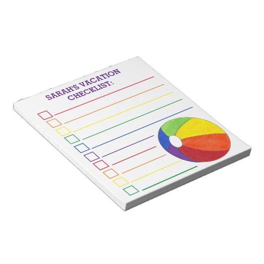 Rainbow Beach Ball Beachball Vacking Checklist Notitieblok (Schuin)