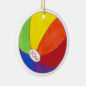 Rainbow Beach Ball Summer Fun Seashore Keramisch Ornament (Rechts)