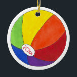 Rainbow Beach Ball Summer Fun Seashore Keramisch Ornament<br><div class="desc">Het ornament heeft een originele markeringsafbeelding van een regenboogstrandbal. Pas je aan met je informatie. Dit beachball-ontwerp is ook beschikbaar op andere producten. Zie je niet wat je zoekt? Hulp nodig bij aanpassingen? Neem contact op met Rebecca om iets voor je te ontwerpen.</div>